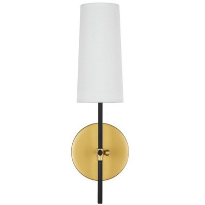 Elegant Lighting Mel 1 light Brass and Black and White shade wall sconce