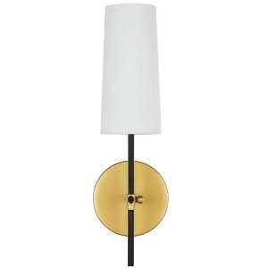 Elegant Lighting Mel 1 light Brass and Black and White shade wall sconce - 1 of 4