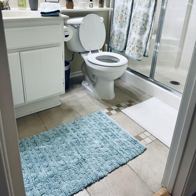 Ethically-Made Bathroom Rugs, Ayana Aqua Woven Bathmat