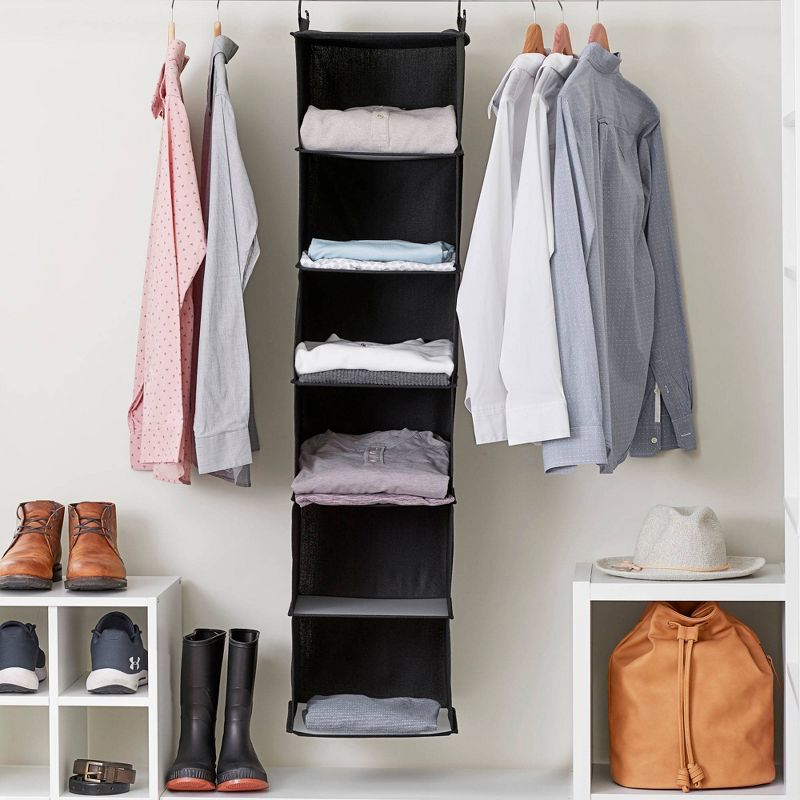 Household Essentials 6 Shelf Hanging Organizer Black Linen, 3 of 11