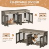 Double Dog Crate Furniture, 71 in  Indoor Wooden Dog Kennel with Removable Divider, 3 Drawers, for Medium Large Breeds, Brown+White - 4 of 4
