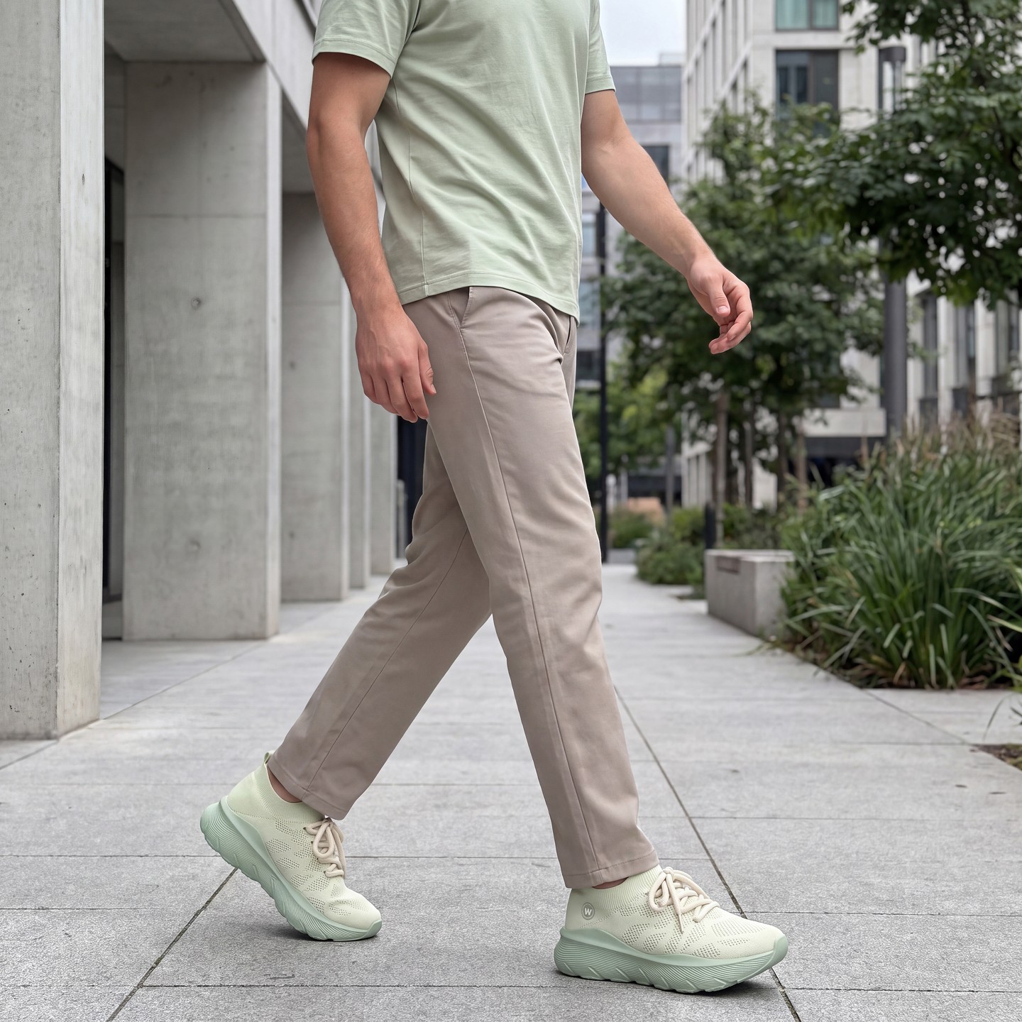 Мужские кроссовки BLISSFUL STEP Lace-Up Lightweight Breathable Shock Absorption Fashion Sneakers 10 Light Green, цвет: Светлый зелёный — фото 2
