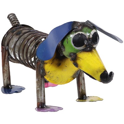 Sunnydaze Spring Dog Metal Yard Art Statue - Indoor/Outdoor - 8.25" H