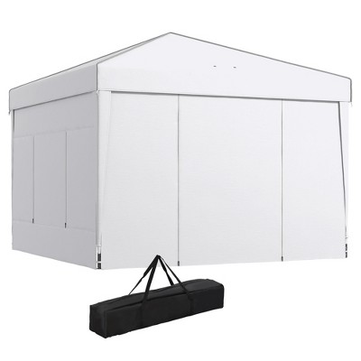 White Steel Pop-Up Canopy Tent with Sidewalls and Mesh Windows