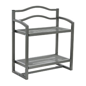 Household Essentials 2 Tier Metal Wall Mount Bathroom Storage Rack Silver: Decorative Wall Storage Basket, 20" x 17" x 8.5" - 1 of 4