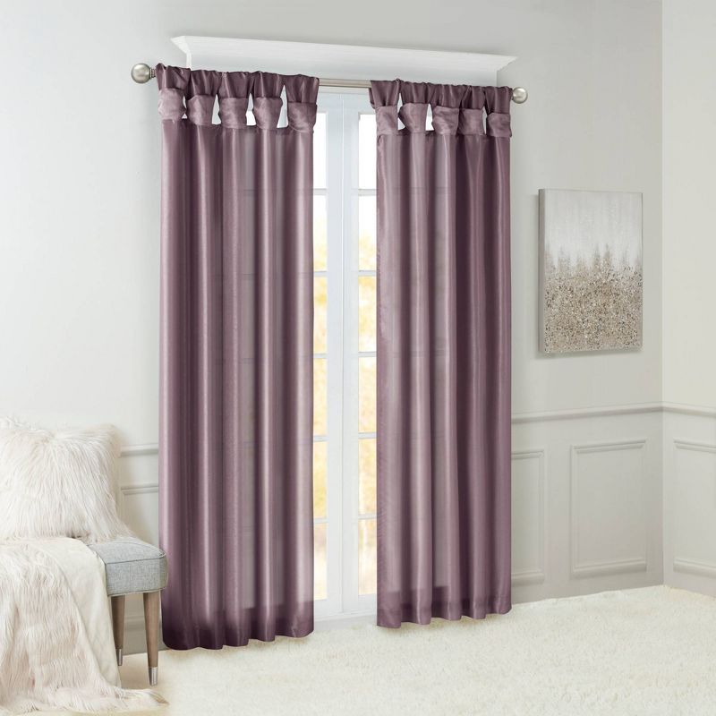 Lillian Twisted Tab Light Filtering Lined Curtain Panel, 3 of 12