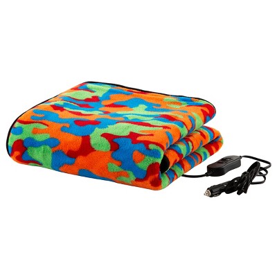 Heated Blanket - Ultra Soft Fleece Throw Powered by 12V Auxiliary Power Outlet for Travel or Camping - Winter Car Accessories by Stalwart (Multi Camo)