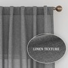 Faux Linen Texture Light Filtering Back Tab Curtains, Semi Sheer Farmhouse Window Curtains (2 Panels) - 2 of 4