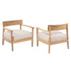 Set of 2 Acacia Wood Indoor Accent Chairs with Seat Cushions, Accent Chairs for Living Room or Bedroom, Accent Chairs with Curved Backrest-Koiai - 3 of 4
