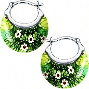 Hoop Earrings, Floral Colorful Flower Statement Hoops, Stainless Steel Costumefor Women, Teacher Birthday Gifts - 1 of 4