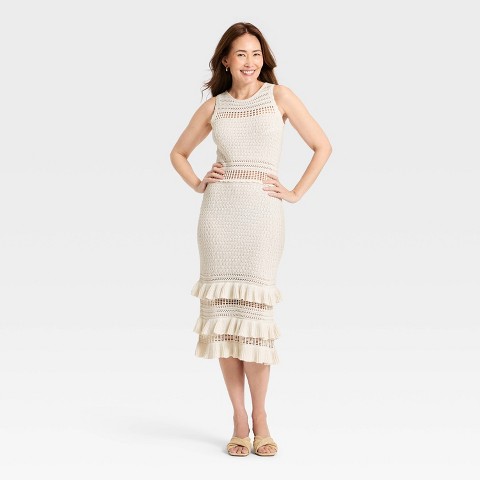 Женские платья A New Day Women's Ruffle Sweater Midi Dress - A New Day™ Cream M