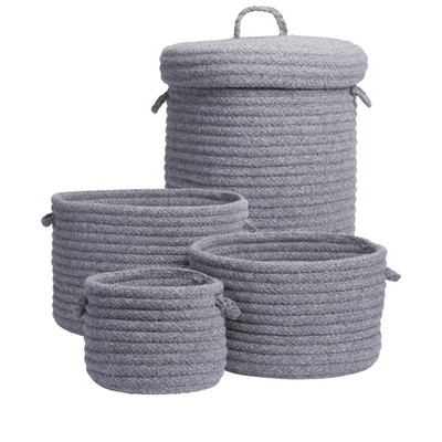 Light Gray Wool Blend Braided Storage Basket Set