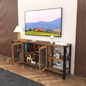 NicBex TV Stand for 80 Inch TV with Glass-Door Cabinet,TV Entertanment Center with Open Storage Design,Modern TV Console Table for Living Room - 1 of 4