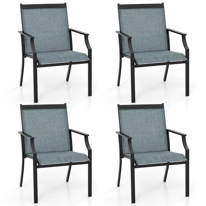 Tangkula Set of 4 Patio Dining Chairs Outdoor Armchairs w/ Sturdy Metal Frame, 1 of 10