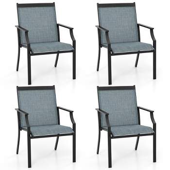 Tangkula Set of 4 Patio Dining Chairs Outdoor Armchairs w/ Sturdy Metal Frame