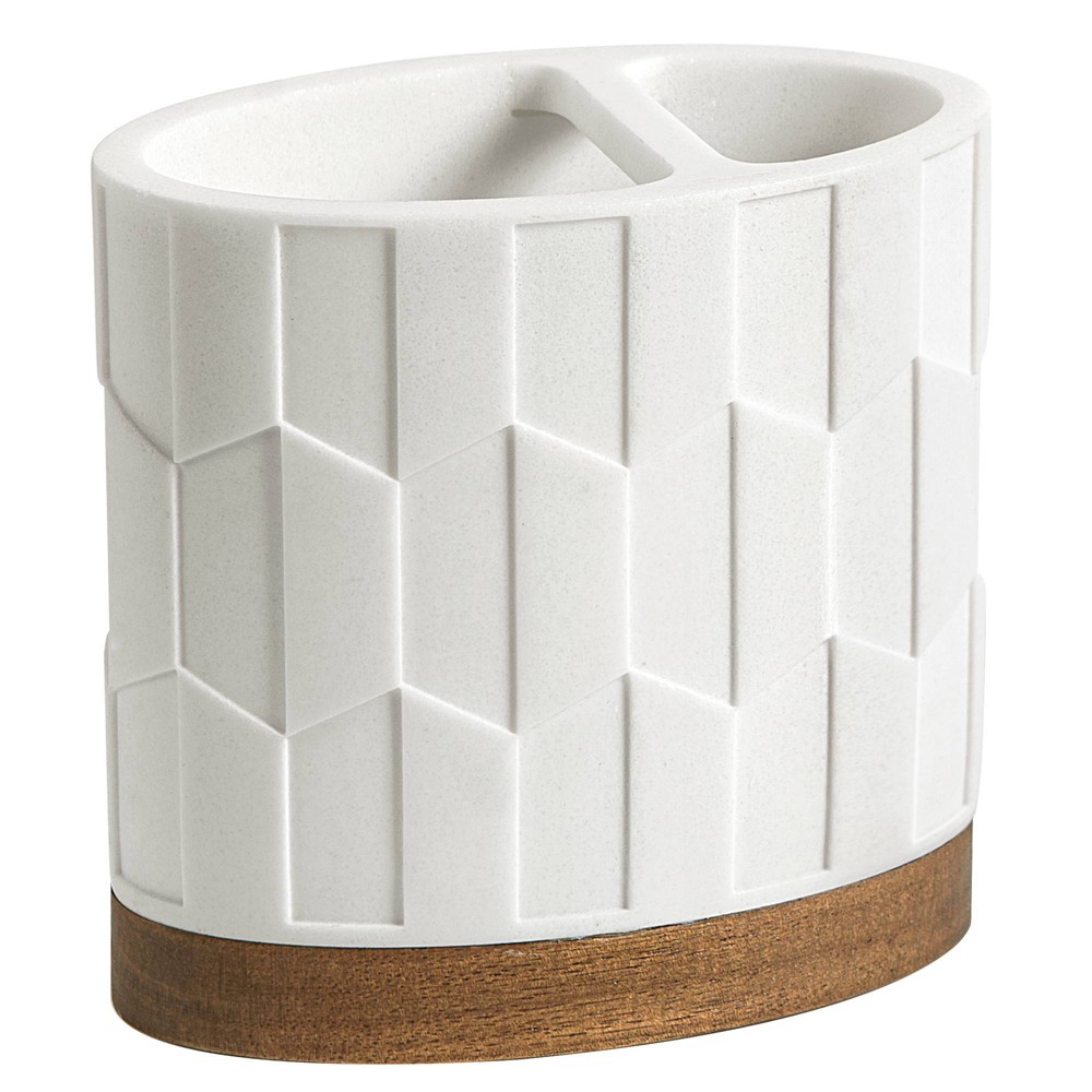 Sarasota Toothbrush Holder - Allure Home Creations: Resin & Wood, Bathroom Accessory, 4x4.13x2.36 inches