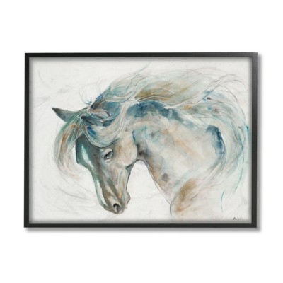Stupell Industries Minimalist Watercolor Horse Portrait Blue Beige