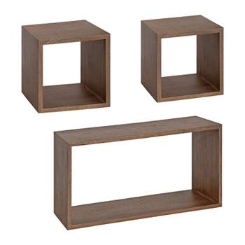 Kate and Laurel Beacon Rectangle Wood Accent Shelf, 3 Piece, Rustic Brown