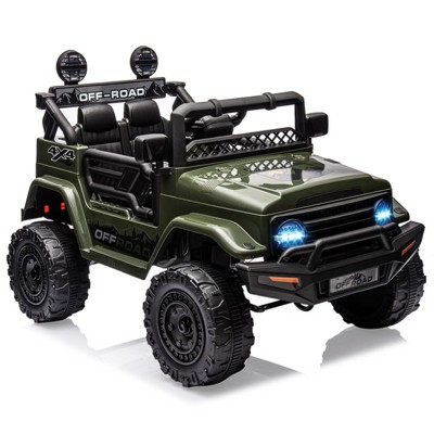 Electric Car for Kids, 12V Ride on Truck Car with Remote Control Spring Suspension, LED Lights, Music, 3 Speeds