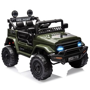 Electric Car for Kids, 12V Ride on Truck Car with Remote Control Spring Suspension, LED Lights, Music, 3 Speeds - 1 of 4