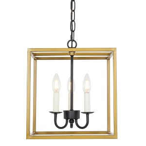 Elegant Lighting Eclipse 3 light Brass and Black pendant - 1 of 4