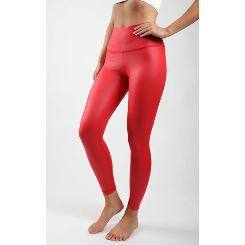 90 Degree By Reflex Interlink Faux Leather High Waist Cire Ankle Legging -  Scorpio Red - X Small : Target