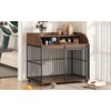 DOMETOUR GO 44'' Heavy Duty Dog Crate Furniture w/ Lockable Wheels, Wooden Kennel End Table, Double-Layer Storage for Large/Medium Dogs, Brown - 3 of 4