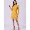 Allegra K Women's Elegant Ruffle Crew Neck Formal Elegant Mini Floral Lace Dress - 3 of 4