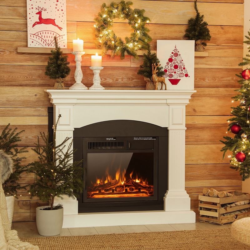 Costway 18'' Electric Fireplace Insert 5100 BTU Freestanding Heater with Remote Control, 2 of 11