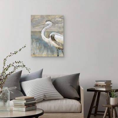 22" x 28" Golden Heron Coastal Canvas Wall Art