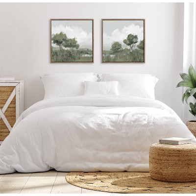 22" x 22" Gold Framed Abstract Olive Tree Canvas Art Set