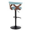 LumiSource Set of 2 Gardenia Adjustable Barstools Black Metal/Walnut Fabric - 4 of 4