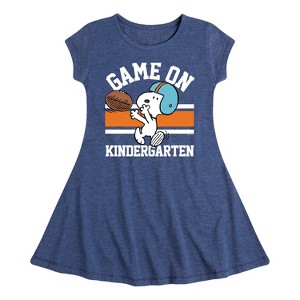 Girls' - Peanuts - Game On Kindergarten Fit & Flair Cap Sleeve Dress - 1 of 3