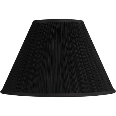 Springcrest Black Mushroom Pleated Large Empire Lamp Shade 7" Top x 17" Bottom x 11" High x 11.5" Slant (Spider) Replacement with Harp and Finial