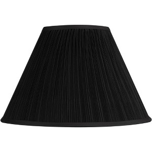 Springcrest Black Mushroom Pleated Large Empire Lamp Shade 7" Top x 17" Bottom x 11" High x 11.5" Slant (Spider) Replacement with Harp and Finial - 1 of 4