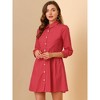INSPIRE CHIC Women's 3/4 Sleeve Button Front Solid Color Flare Mini Shirt Dress - 4 of 4