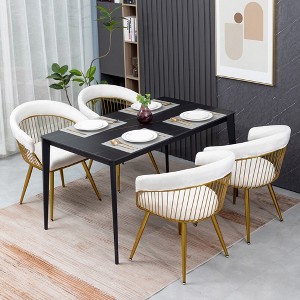 DYHOME Modern Mid Century Dining Chair, Upholstered Velvet Dining Room Chairs with Metal Legs for Makeup/Living Room (Set of 4) - 1 of 4