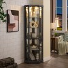 MOEPISY Corner Wine Cabinet, Elegant Glass Display Case for Living Room and Bar Storage, Black - 2 of 4