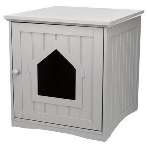 LunaLulinlk gray Small Cat Litter Box Enclosure Hidden Litter Indoor Cat Furniture Pet Home Side Table - 1 of 4