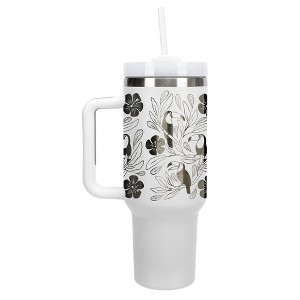 Elanze Designs Tropical Tucan Bird Flower Garden 40 oz. Stainless Steel, Large Water Bottle Coffee Mug, Spill & Leak Resistant, Thermal Travel Tumbler - 1 of 1