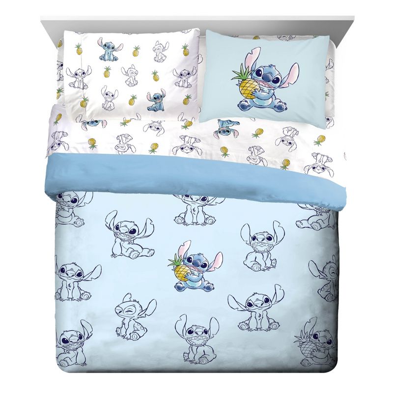 Saturday Park Disney Lilo & Stitch Watercolor Vibes 100% Organic Cotton Bed Set, 3 of 10