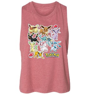 Women's Pokémon Eeveelution Stickers Graphic Racerback Tank - Heather Mauve - Small - 1 of 3