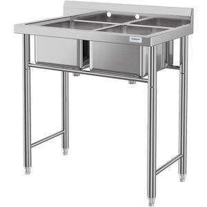 Coucheta Freestanding Single Bowl Utility Sink with Drainboard, Adjustable Legs - for Indoor & Outdoor Use - 1 of 4