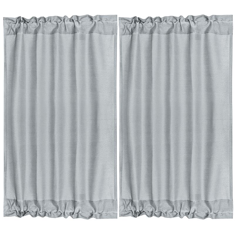 2 Pcs Polyester Blackout Sliding Darkening Curtain Panels - PiccoCasa, 1 of 4