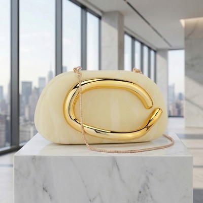 Сумки INSPIRE CHIC Evening Clutch Purses for Women PU Shoulder Bag Trendy Decoration with Chain Khaki 7.9*3.1*4.3 inches — фото 2
