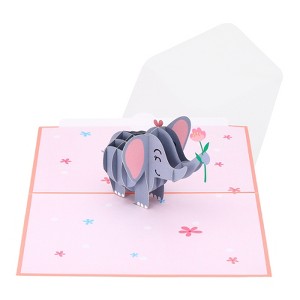 Unique Bargains Elephant Thickened Paper 3D Funny Birthday Cards for Best Friends Gift - 1 of 4