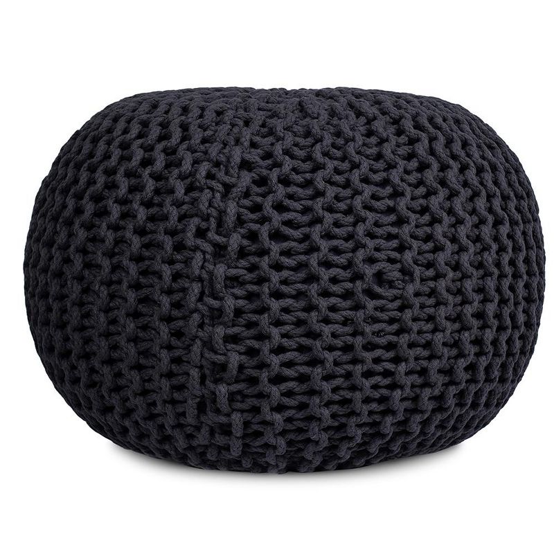 BirdRock Home Round Pouf Foot Stool Ottoman - Charcoal Grey, 2 of 6