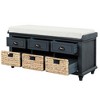 NicBex Storage Bench with 3 Drawers,Rustic Shoe Bench with 3 Rattan Baskets for Living Room,Entryway - 4 of 4