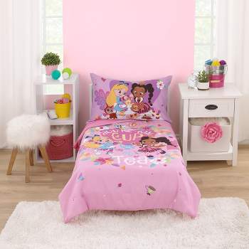Disney Alice's Wonderland Bakery Tea Party Pink and Purple 4 Piece Toddler Bed Set