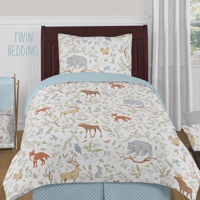 Woodland Animal Cotton Reversible Baby Blanket in Multicolor